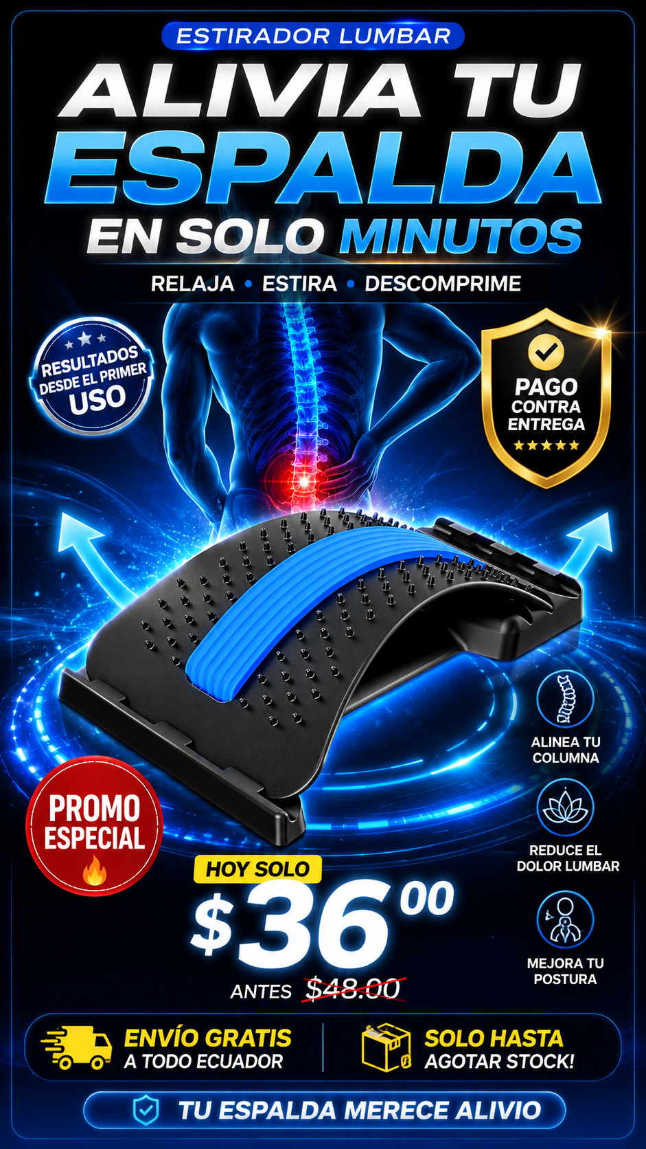 Estirador Lumbar Corrector de Espalda