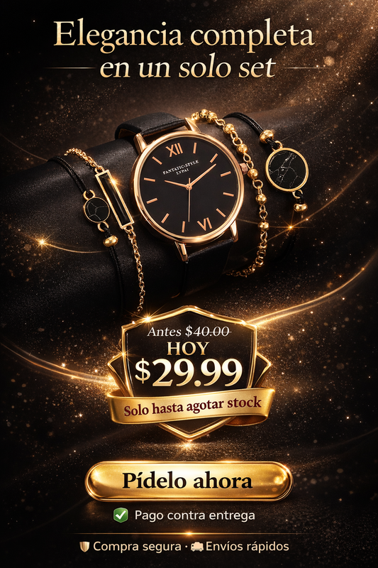 Reloj Elegante Con Pulseras Para Dama