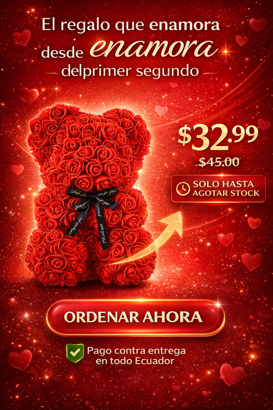 Oso de Rosas Artificiales en Caja
